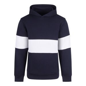 Front Row Mens Heavyweight Panelled Hoodie / Navy/White
